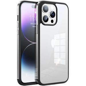 Voor iPhone 14 Pro Max SULADA Metalen Frame + Nano Glas + TPU Telefoon Case (Zilver)