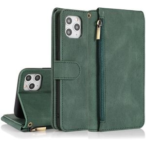 Skin-feel Crazy Horse Texture Zipper Portemonnee Tas Horizontale Flip Lederen Case met Houder &amp; Kaart Slots &amp; Portemonnee &amp; Lanyard Voor iPhone 11 (Donkergroen)