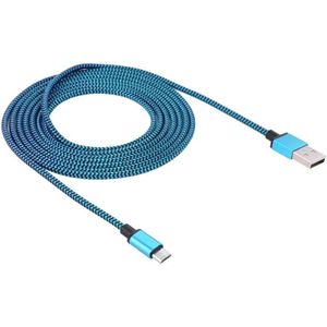 2m Geweven stijl Micro USB to USB 2.0 Data / Lader Kabel  Voor Samsung Galaxy S6 / S5 / S IV / Note 5 / Note 5 Edge  HTC  Sony(blauw)