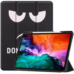 Gekleurde tekening horizontale flip TPU + PU lederen behuizing met drie-opvouwbare houder / slaap / wake-up functie &amp; pen sleuf voor iPad Pro 12.9 (2021) (Big Eye ME)