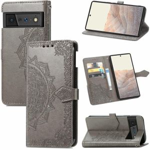 Voor Google Pixel 6 Pro Mandala Flower Reliëf Horizontale Flip Leren Case met Houder &amp; Three Card Slots &amp; Wallet &amp; Lanyard