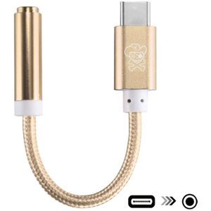 ENKAY Hat-Prins USB-C / Type-C tot 3 5 mm Nylon geweven Audio Adapter  Lengte: over 10cm(Goud)