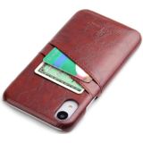 Fierre Shann retro olie Wax textuur PU lederen case voor iPhone XR  met kaartsleuven (bruin)