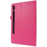 Voor Samsung Galaxy Tab S7 T870 2-opvouwbare business horizontale flip pu lederen hoes met kaartslots &amp; houder (Rose Red)