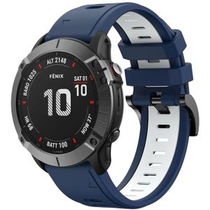 Voor Garmin Fenix 6 Pro GPS 22mm tweekleurige sport siliconen horlogeband (middernachtblauw + wit)
