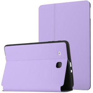 Voor Samsung Galaxy Tab E 9.6 T560 / T561 / T565 / T567V Dual-vouwen Horizontale Flip Tablet Leren Case met Houder (licht Paars)