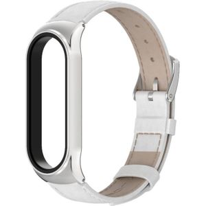 For Xiaomi Mi Band 6 / 5 / 4 / 3 Mijobs CS First Layer Cowhide Replacement Watchband(White)