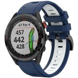 Voor Garmin Approach S62 22mm tweekleurige sport siliconen horlogeband (middernachtblauw + wit)