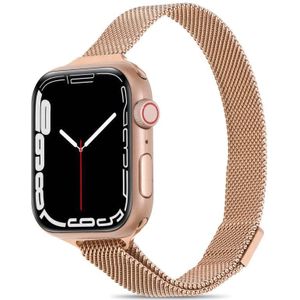 Milanese kleine taille horlogeband voor Apple Watch Series 7 45 mm / 6 &amp; SE &amp; 5 &amp; 4 44mm / 3 &amp; 2 &amp; 1 42 mm (roségoud)