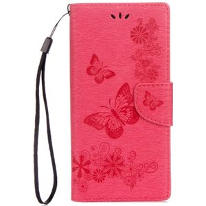 Voor Sony Xperia XA1 Pressed Bloemens vlinder patroon horizontaal Flip lederen hoesje met houder &amp; opbergruimte voor pinpassen &amp; portemonnee(rood)