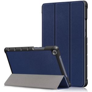 Custer textuur horizontale Flip lederen case voor Huawei MediaPad M5 Lite 8 inch  met drie-opvouwbare houder (donkerblauw)