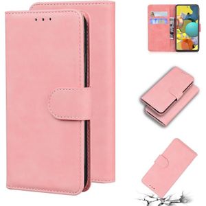 Voor Samsung Galaxy A71 5G Huid Feel Pure Color Flip Leather Telefoon Case (Pink)