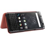 Voor BlackBerry Keyone Carbon Fiber Textuur Magnetische Horizontale Flip TPU + PC + PU Lederen case met kaartsleuf (Bruin)