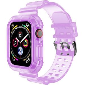 Transparante horlogeband voor Apple Watch Series 7 41 mm / 6 &amp; SE &amp; 5 &amp; 4 40mm / 3 &amp; 2 &amp; 1 38 mm (transparant paars)