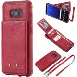 Voor Galaxy S8+ Vertical Flip Shockproof Leather Protective Case met Long Rope  Support Card Slots &amp; Bracket &amp; Photo Holder &amp; Wallet Function(Red)