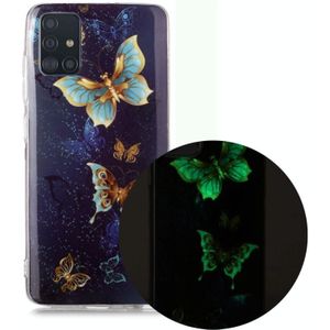 Voor Samsung Galaxy A51 Lichtgevende TPU Soft Beschermhoes (Dubbele vlinders)