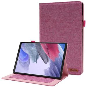 Voor Samsung Galaxy Tab A8 10.5 2021 Horizontale Flip Fabric PU-lederen tabletcase met kaartslots &amp; houder (Rose Red)