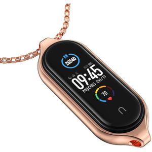 Voor Xiaomi Mi Band 5 /6 Mijobs Metal Pendant Roestvrij stalen horloge ketting (roségoud)