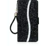 Voor Samsung Galaxy S7 Glitter Powder Horizontale Flip Lederen case met kaartslots &amp; houder &amp; lanyard(zwart)