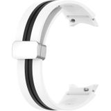 Voor Samsung Galaxy Watch 5 Pro Tweekleurige zilveren gesp siliconen horlogeband (wit zwart)
