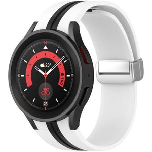 Voor Samsung Galaxy Watch 5 Pro Tweekleurige zilveren gesp siliconen horlogeband (wit zwart)