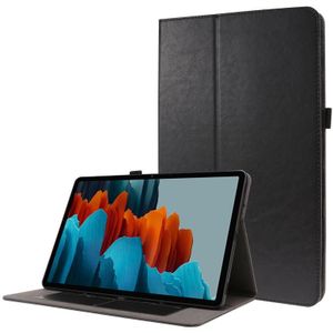 Voor Samsung Galaxy Tab S7+ T970/T976B 2-opvouwbare business horizontale flip pu lederen tas met kaartslots &amp; houder(zwart)