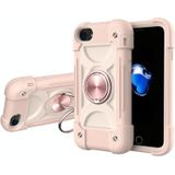 Shockproof Silicone + PC Protective Case with Dual-Ring Holder For iPhone 6/6s/7/8/SE 2020(Rose Gold)