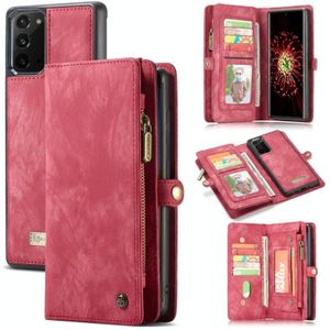 Voor Samsung Galaxy Note20 CaseMe-008 Afneembare Multifunctionele Horizontale Flip Lederen Case met kaartslot &amp; houder &amp; ritsportemonnee &amp; fotoframe(rood)