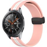 Voor Samsung Galaxy Watch 46 mm 22 mm opvouwbare magnetische sluiting siliconen horlogeband (roze + wit)