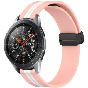 Voor Samsung Galaxy Watch 46 mm 22 mm opvouwbare magnetische sluiting siliconen horlogeband (roze + wit)