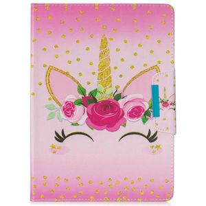 Voor iPad Mini / Mini 2 / Mini 3 / Mini 4 Painted Pattern Horizontale Flip Lederen Case met Holder &amp; Card Slots &amp; Wallet(Eenhoorn met bloemen)