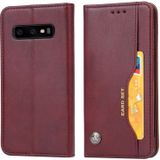 Knead huidtextuur horizontale Flip lederen case voor Galaxy S10 PLUS  met foto frame &amp; houder &amp; kaartsleuven &amp; portemonnee (wijn rood)