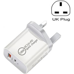 SDC-18W 18W PD + QC 3.0 USB Dual Fast Charging Universal Travel Charger  UK Plug