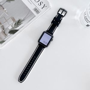 Tweekleurige Siliconen Hydraulische Gesp Vervanging Strap Horlogeband voor Apple Watch Series 7 41mm / 6 &amp; SE &amp; 5 &amp; 4 40mm / 3 &amp; 2 &amp; 1 38mm (zwart wit)