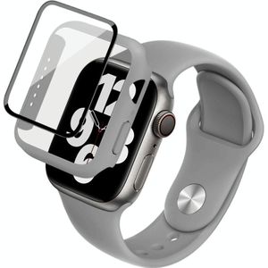 For Apple Watch SE 2022 40mm imak Silicone Watch Band PC Frame with Tempered Glass Film(Grey)