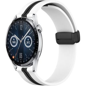 Voor Huawei Watch GT3 42mm 20mm opvouwbare magnetische sluiting siliconen horlogeband (wit + zwart)