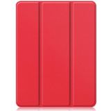 Horizontale flip honingraat TPU + PU lederen behuizing met drie-opvouwbare houder / slaap / wake-up functie &amp; pen sleuf voor iPad Pro 12.9 (2021) (rood)