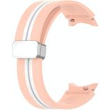 Voor Samsung Galaxy Watch 5 Pro Tweekleurige zilveren gesp siliconen horlogeband (roze wit)