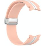 Voor Samsung Galaxy Watch 5 Pro Tweekleurige zilveren gesp siliconen horlogeband (roze wit)