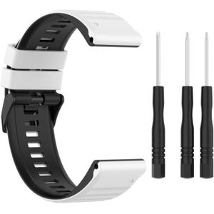 Voor Garmin Fenix 7 26mm tweekleurige siliconen horlogeband (wit zwart)