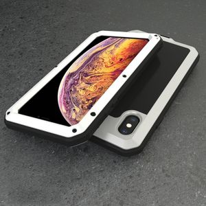 Waterdichte stofdichte schokbestendige aluminiumlegering + gehard glas + siliconen case voor iPhone XS Max (zilver)