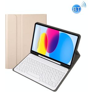 Voor iPad 10th Gen 10.9 2022 YA10B Lamsvacht Textuur Bluetooth Toetsenbord Lederen Tablet Case met Pen Slot (Goud)