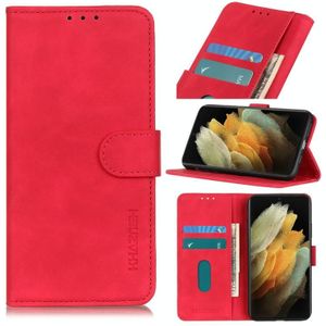 Voor Samsung Galaxy S30 Ultra KHAZNEH Retro Texture PU + TPU Horizontale Flip Lederen kast met Holder &amp; Card Slots &amp; Wallet(Red)