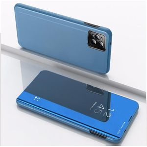 Voor OPPO Find X3 / Find X3 Pro Plated Mirror Horizontale Flip Lederen Case met Houder (Blauw)