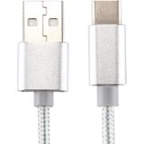 Brei structuur USB naar USB-C / Type-C Data Sync laad Kabel  Kabel Lengte: 2m  Voor Samsung Galaxy S8 &amp; S8 PLUS / LG G6 / Huawei P10 &amp; P10 Plus / Oneplus 5 / Xiaomi Mi6 &amp; Max 2 / en andere Smartphones(zilver)