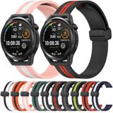 Voor Huawei Watch GT Runner 22 mm opvouwbare magnetische sluiting siliconen horlogeband (roze + wit)