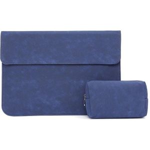 Horizontal Matte PU Laptop Bag For Macbook Air/ Pro 13.3 Inch A1466/A1369/A1502/A1425(Liner Bag + Power Supply Bag Dark Blue )