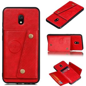Voor Xiaomi Redmi 8A schokbestendige magnetische PU + TPU beschermhoes met kaartsleuven (rood)