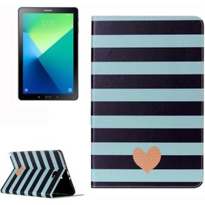 Samsung Galaxy Tab A 10.1 inch / P580 horizontaal Grijs gestreept en hartje patroon PU leren Flip Hoesje met houder en opbergruimte voor pinpassen &amp; geld