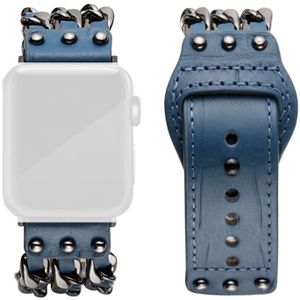 Echt lederen mannelijke stijl horlogeband voor Apple Watch Series 7 45 mm / 6 &amp; SE &amp; 5 &amp; 4 44mm / 3 &amp; 2 &amp; 1 42mm